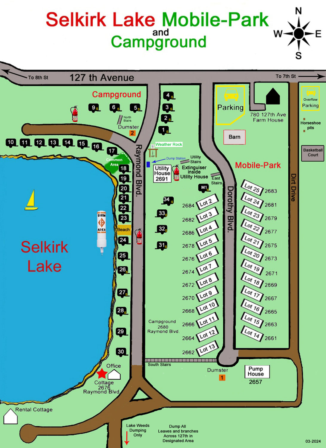 Selkirk Lake facility map.